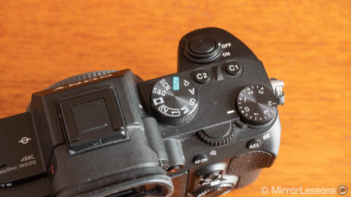 close-up on the top part of the sony a7 3