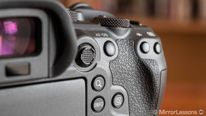 close-up on the rear part of the canon eos r6