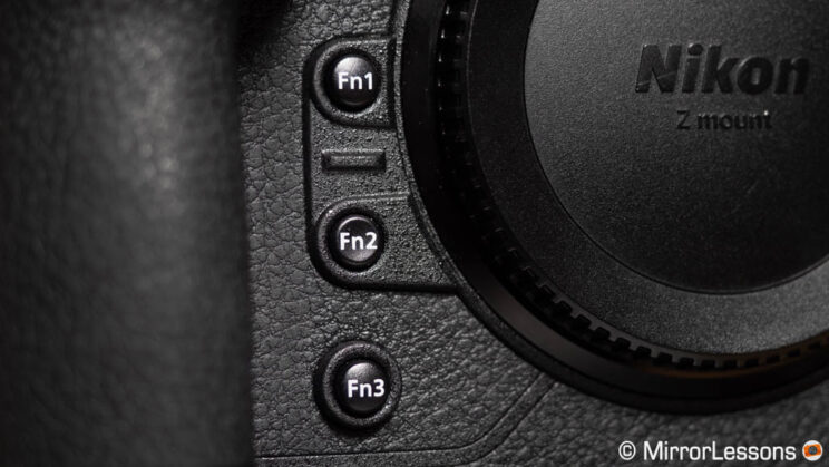 Nikon Z9, close-up on the function buttons at the front