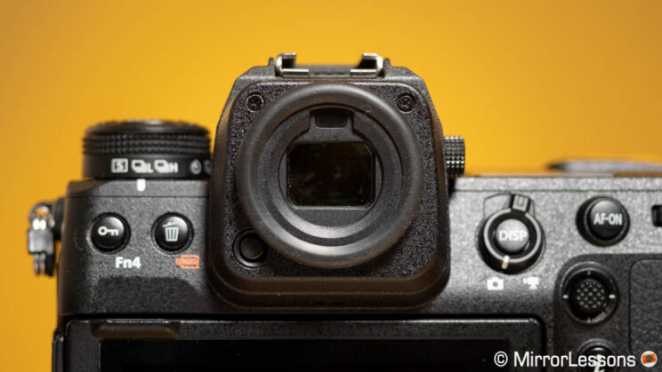 Close-up on the Nikon Z9 viewfinder