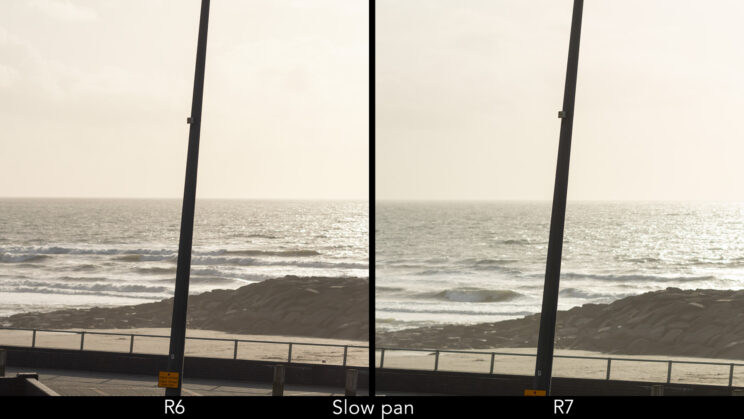 Rolling shutter difference when panning slowly.