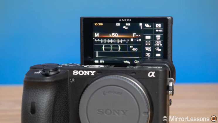Sony a6600 LCD screen titled 180˚