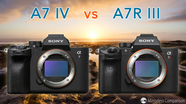 Cover image with Sony A7 IV next to A7R III, with title of the article on top