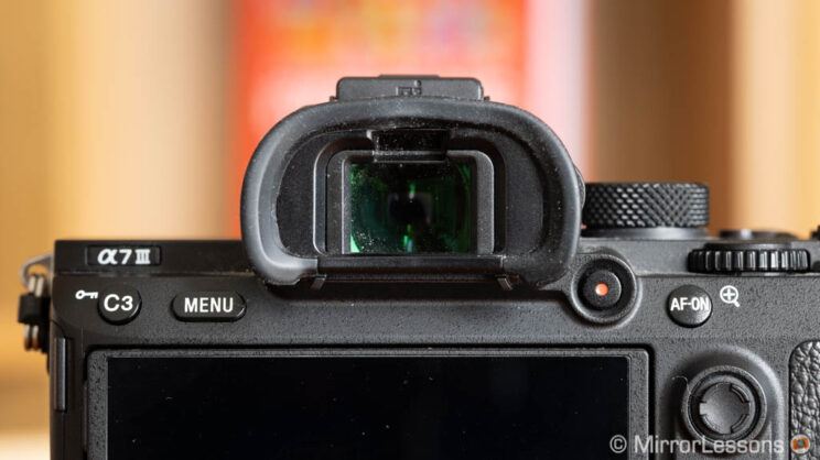 close-up on the A7 III viewfinder