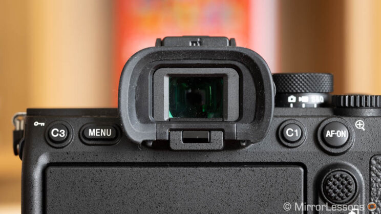 close-up on the A7 IV viewfinder