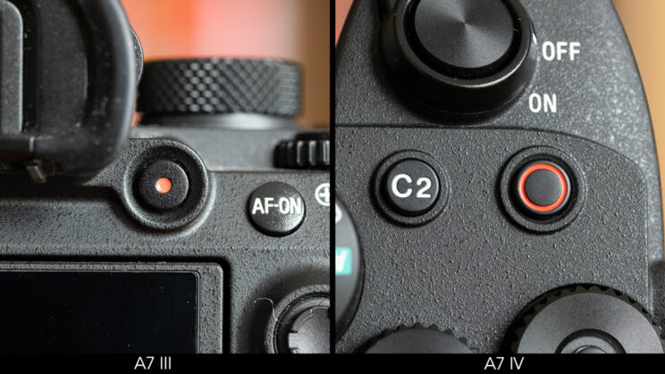 close-up on the video recording button of the two cameras