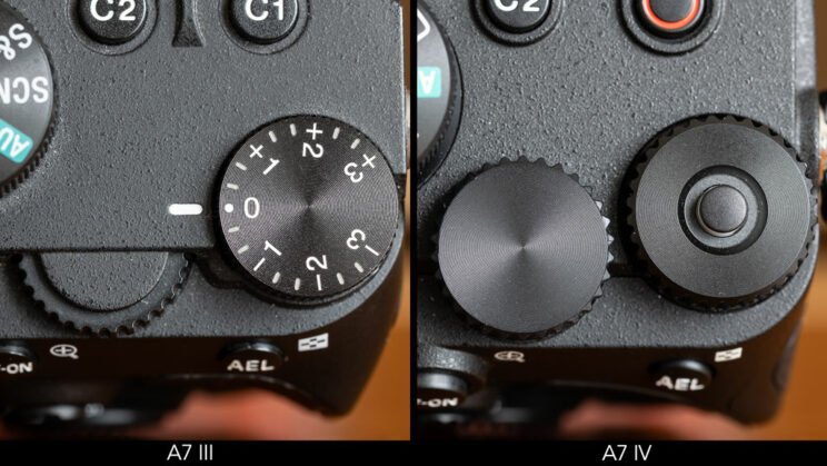 close-up on the dials of the two cameras