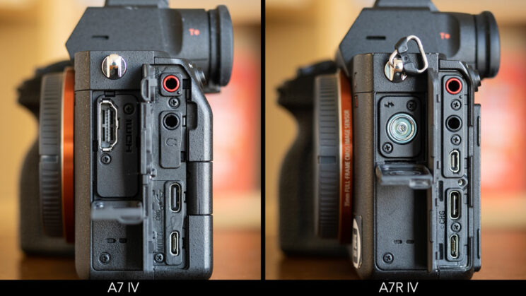 Connection ports on the A7 IV and A7R IV