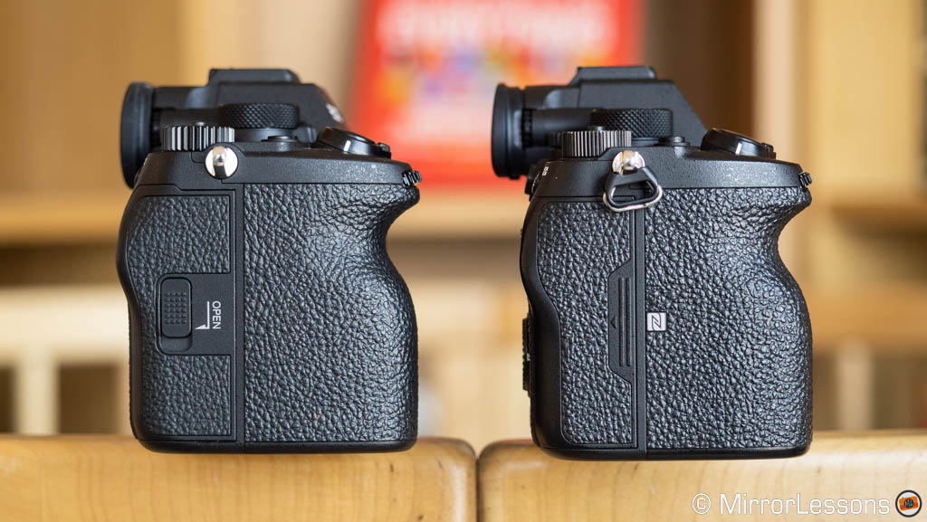 Sony A7 IV and A7R IV side by side, side view